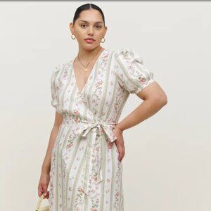 Reformation Weiss Linen Wrap Maxi Dress